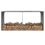 vidaXL Șopron depozitare lemne, maro, 330x92x153 cm, oțel galvanizat vidaXL Șopron depozitare lemne, maro, 330x92x153 cm, oțel galvanizat