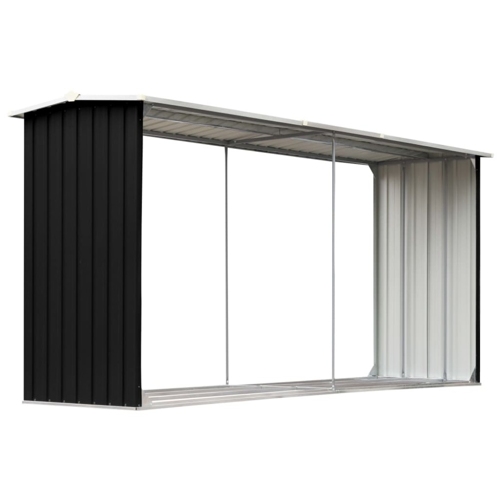 vidaXL Șopron depozitare lemne antracit, 330x92x153 cm oțel galvanizat