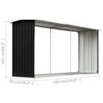 vidaXL Șopron depozitare lemne antracit, 330x92x153 cm oțel galvanizat vidaXL Șopron depozitare lemne antracit, 330x92x153 cm oțel galvanizat