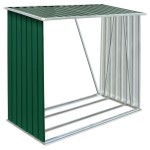 vidaXL Șopron de lemne grădină, verde, 163x83x154 cm, oțel galvanizat vidaXL Șopron de lemne grădină, verde, 163x83x154 cm, oțel galvanizat