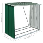 vidaXL Șopron de lemne grădină, verde, 163x83x154 cm, oțel galvanizat vidaXL Șopron de lemne grădină, verde, 163x83x154 cm, oțel galvanizat