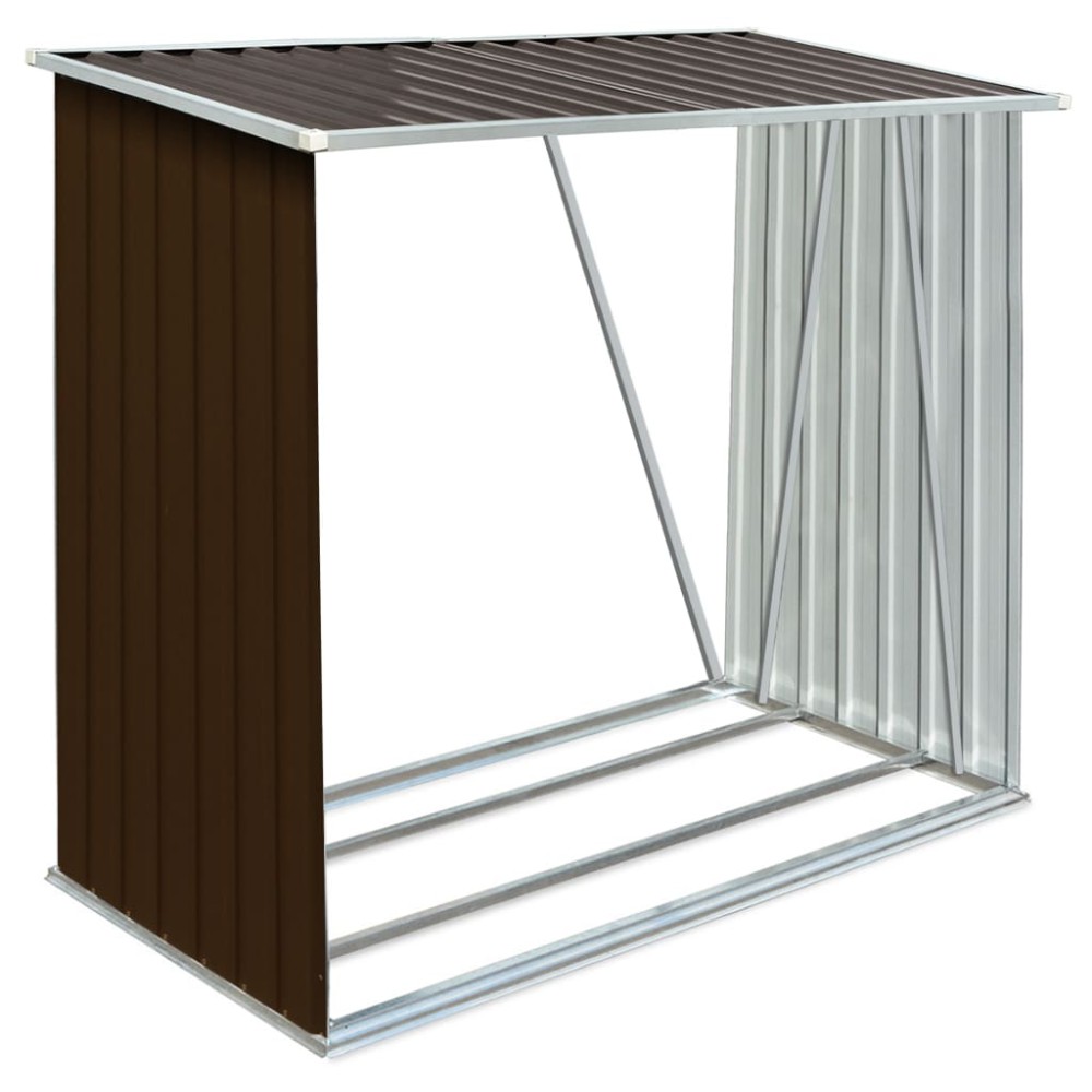 vidaXL Șopron depozitare lemne, maro, 163x83x154 cm, oțel galvanizat