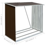 vidaXL Șopron depozitare lemne, maro, 163x83x154 cm, oțel galvanizat vidaXL Șopron depozitare lemne, maro, 163x83x154 cm, oțel galvanizat