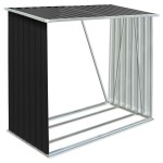 vidaXL Șopron de lemne de grădină, gri, 163x83x154 cm, oțel galvanizat vidaXL Șopron de lemne de grădină, gri, 163x83x154 cm, oțel galvanizat