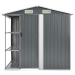 vidaXL Șopron de grădină cu etajeră, gri, 205 x 130 x 183 cm, fier vidaXL Șopron de grădină cu etajeră, gri, 205 x 130 x 183 cm, fier
