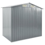 vidaXL Șopron de grădină cu etajeră, gri, 205 x 130 x 183 cm, fier vidaXL Șopron de grădină cu etajeră, gri, 205 x 130 x 183 cm, fier