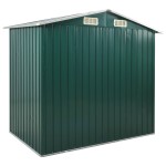 vidaXL Șopron de grădină cu etajeră, verde, 205 x 130 x 183 cm, fier vidaXL Șopron de grădină cu etajeră, verde, 205 x 130 x 183 cm, fier