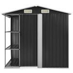 vidaXL Șopron de grădină cu etajeră, antracit, 205x130x183 cm, fier vidaXL Șopron de grădină cu etajeră, antracit, 205x130x183 cm, fier