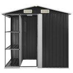 vidaXL Șopron de grădină cu etajeră, antracit, 205x130x183 cm, fier vidaXL Șopron de grădină cu etajeră, antracit, 205x130x183 cm, fier