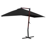 vidaXL Umbrelă suspendată cu stâlp din lemn, negru, 400 x 300 cm vidaXL Umbrelă suspendată cu stâlp din lemn, negru, 400 x 300 cm