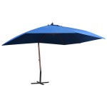 vidaXL Umbrelă de soare suspendată, stâlp lemn, albastru, 400 x 300 cm vidaXL Umbrelă de soare suspendată, stâlp lemn, albastru, 400 x 300 cm