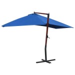 vidaXL Umbrelă de soare suspendată, stâlp lemn, albastru, 400 x 300 cm vidaXL Umbrelă de soare suspendată, stâlp lemn, albastru, 400 x 300 cm