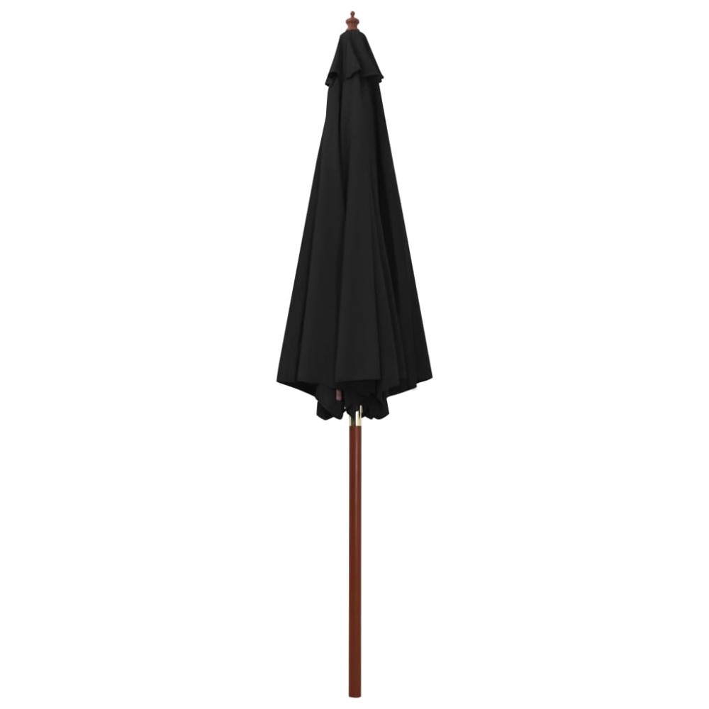 vidaXL Umbrelă de soare cu stâlp din lemn, negru, 300 x 258 cm