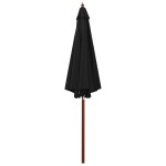 vidaXL Umbrelă de soare cu stâlp din lemn, negru, 300 x 258 cm