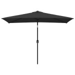 vidaXL Umbrelă de soare de exterior cu stâlp metalic, negru 300x200 cm