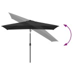 vidaXL Umbrelă de soare de exterior cu stâlp metalic, negru 300x200 cm