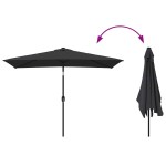 vidaXL Umbrelă de soare de exterior cu stâlp metalic, negru 300x200 cm