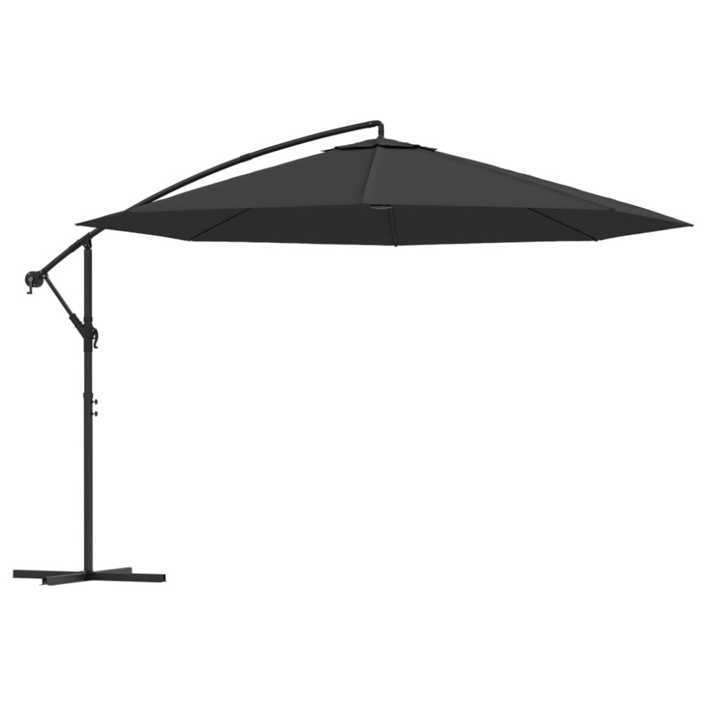 vidaXL Umbrelă consolă de grădină cu stâlp din aluminiu, negru, 350 cm