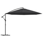 vidaXL Umbrelă consolă de grădină cu stâlp din aluminiu, negru, 350 cm
