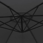 vidaXL Umbrelă consolă de grădină cu stâlp din aluminiu, negru, 350 cm