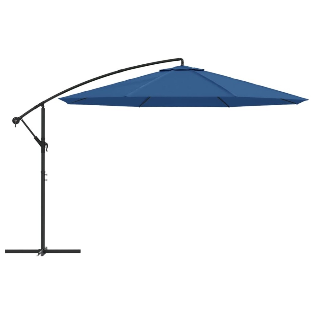 vidaXL Umbrelă consolă de grădină, stâlp din aluminiu, albastru 350 cm