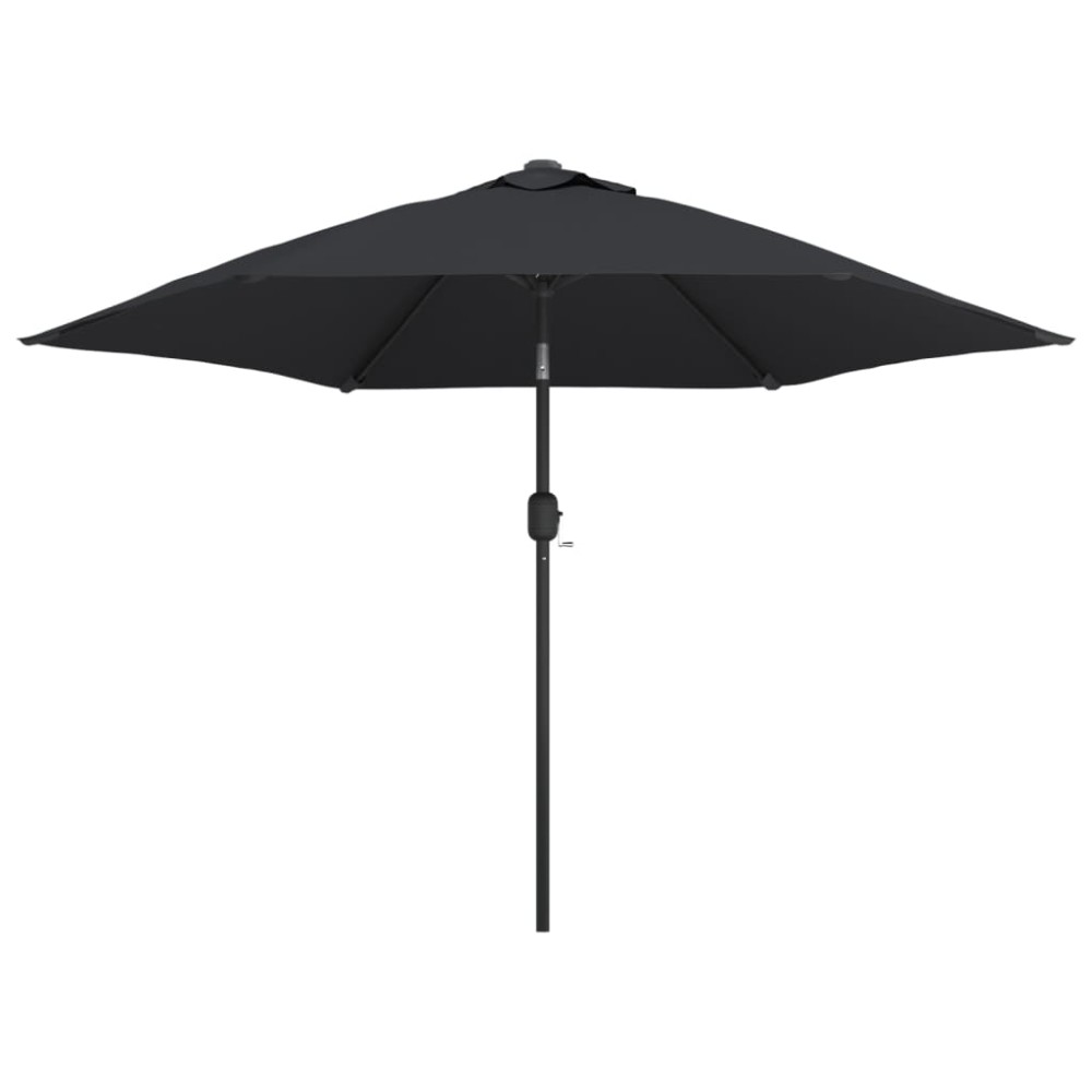vidaXL Umbrelă de soare exterior, LED-uri și stâlp oțel, negru, 300 cm
