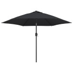 vidaXL Umbrelă de soare exterior, LED-uri și stâlp oțel, negru, 300 cm vidaXL Umbrelă de soare exterior, LED-uri și stâlp oțel, negru, 300 cm