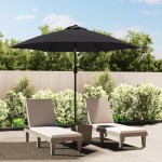 vidaXL Umbrelă de soare exterior, LED-uri și stâlp oțel, negru, 300 cm vidaXL Umbrelă de soare exterior, LED-uri și stâlp oțel, negru, 300 cm