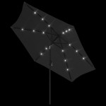 vidaXL Umbrelă de soare exterior, LED-uri și stâlp oțel, negru, 300 cm vidaXL Umbrelă de soare exterior, LED-uri și stâlp oțel, negru, 300 cm