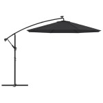 vidaXL Umbrelă în consolă cu LED și stâlp din oțel, negru, 300 cm vidaXL Umbrelă în consolă cu LED și stâlp din oțel, negru, 300 cm