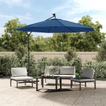 vidaXL Umbrelă în consolă cu LED, stâlp din oțel albastru azur 300 cm vidaXL Umbrelă în consolă cu LED, stâlp din oțel albastru azur 300 cm