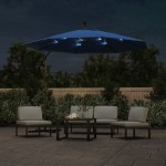vidaXL Umbrelă în consolă cu LED, stâlp din oțel albastru azur 300 cm vidaXL Umbrelă în consolă cu LED, stâlp din oțel albastru azur 300 cm