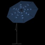 vidaXL Umbrelă în consolă cu LED, stâlp din oțel albastru azur 300 cm vidaXL Umbrelă în consolă cu LED, stâlp din oțel albastru azur 300 cm