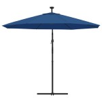 vidaXL Umbrelă în consolă cu LED, stâlp din oțel albastru azur 300 cm vidaXL Umbrelă în consolă cu LED, stâlp din oțel albastru azur 300 cm