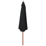 vidaXL Umbrelă de soare de exterior, stâlp din lemn, negru, 350 cm vidaXL Umbrelă de soare de exterior, stâlp din lemn, negru, 350 cm
