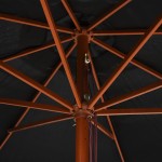 vidaXL Umbrelă de soare de exterior, stâlp din lemn, negru, 350 cm vidaXL Umbrelă de soare de exterior, stâlp din lemn, negru, 350 cm