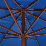 vidaXL Umbrelă de soare de exterior, stâlp din lemn, albastru, 350 cm vidaXL Umbrelă de soare de exterior, stâlp din lemn, albastru, 350 cm