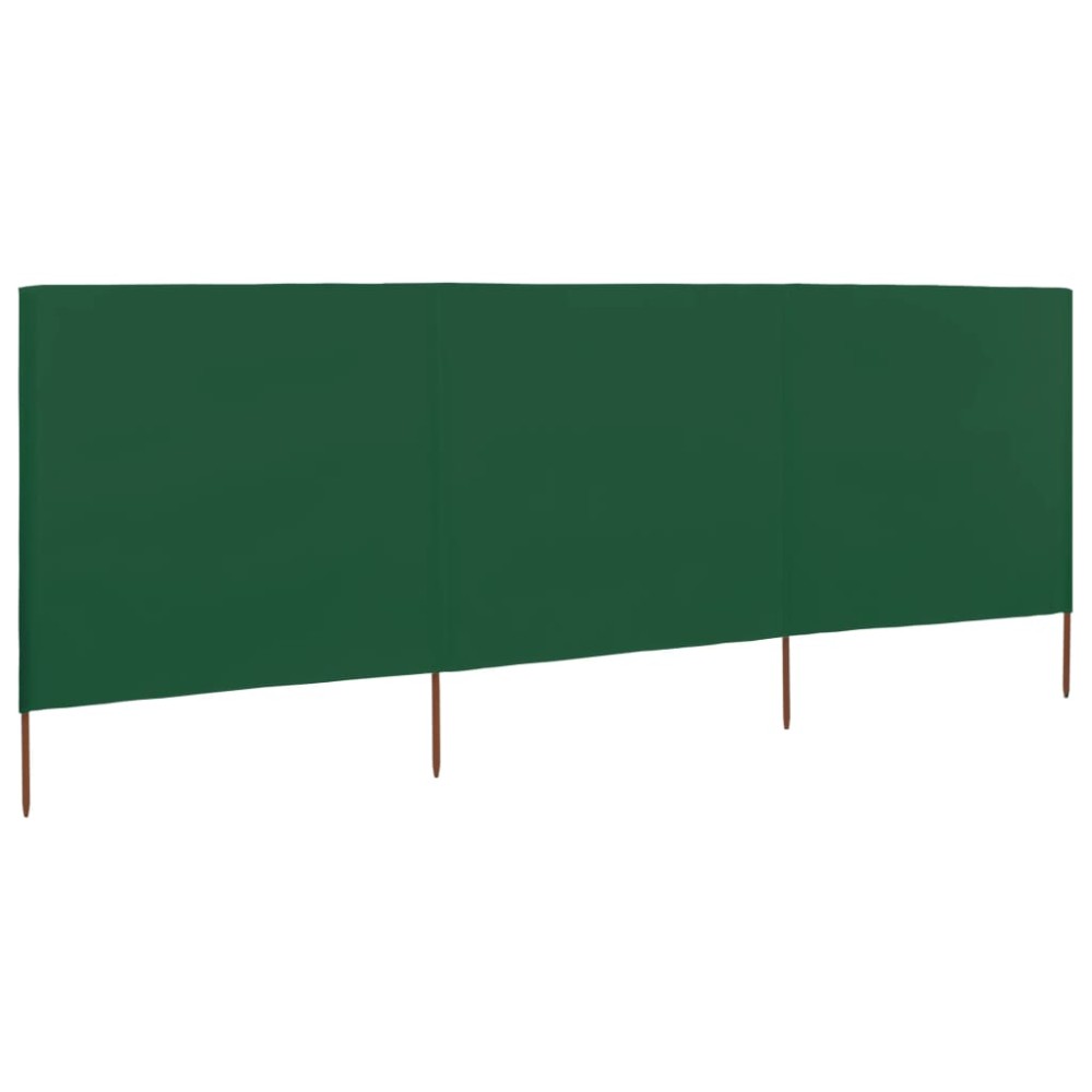 vidaXL Paravan anti-vânt cu 3 panouri, verde, 400 x 80 cm, textil