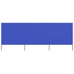 vidaXL Paravan anti-vânt cu 3 panouri, azur, 400 x 80 cm, textil