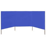 vidaXL Paravan anti-vânt cu 3 panouri, azur, 400 x 80 cm, textil