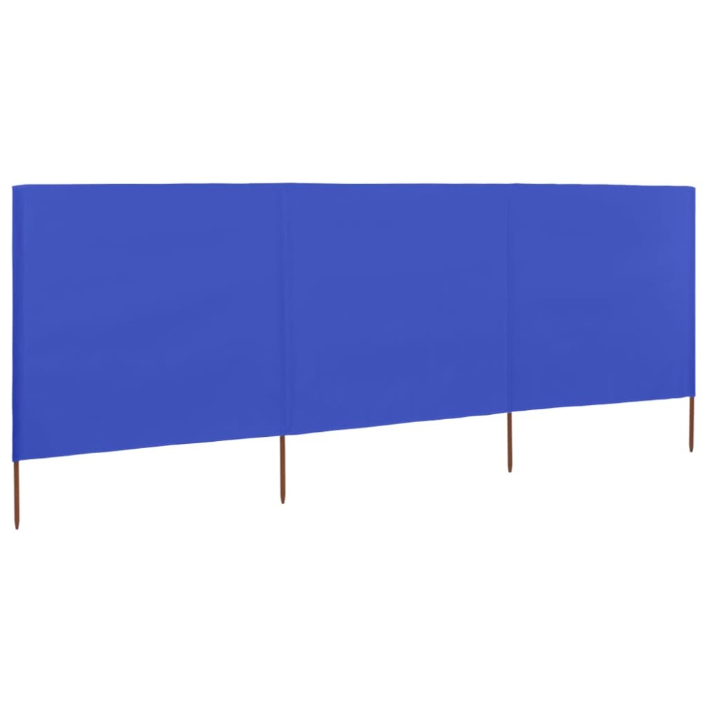 vidaXL Paravan anti-vânt cu 3 panouri, azur, 400 x 120 cm, textil
