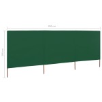 vidaXL Paravan anti-vânt cu 3 panouri, verde, 400 x 160 cm, textil vidaXL Paravan anti-vânt cu 3 panouri, verde, 400 x 160 cm, textil