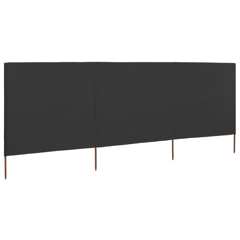 vidaXL Paravan anti-vânt cu 3 panouri, antracit, 400 x 160 cm, textil