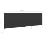 vidaXL Paravan anti-vânt cu 3 panouri, antracit, 400 x 160 cm, textil