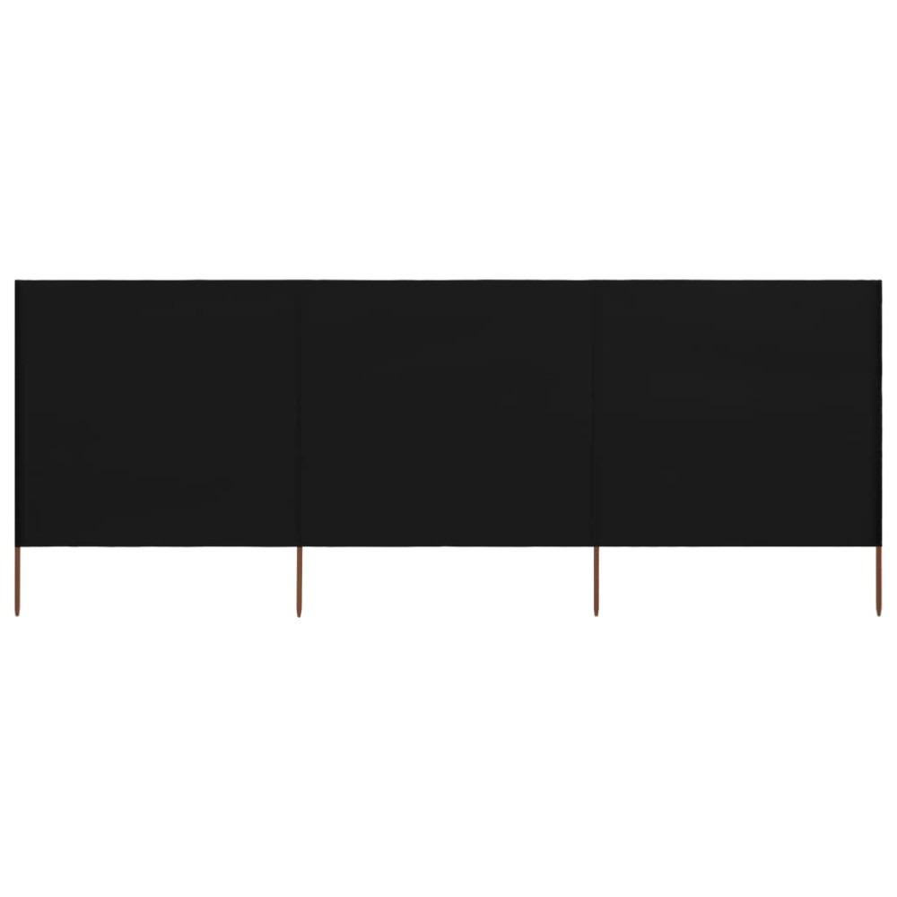 vidaXL Paravan anti-vânt cu 3 panouri, negru, 400 x 160 cm, textil