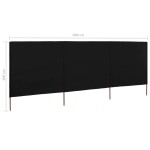vidaXL Paravan anti-vânt cu 3 panouri, negru, 400 x 160 cm, textil