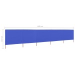 vidaXL Paravan anti-vânt cu 5 panouri, azur, 600 x 80 cm, textil vidaXL Paravan anti-vânt cu 5 panouri, azur, 600 x 80 cm, textil