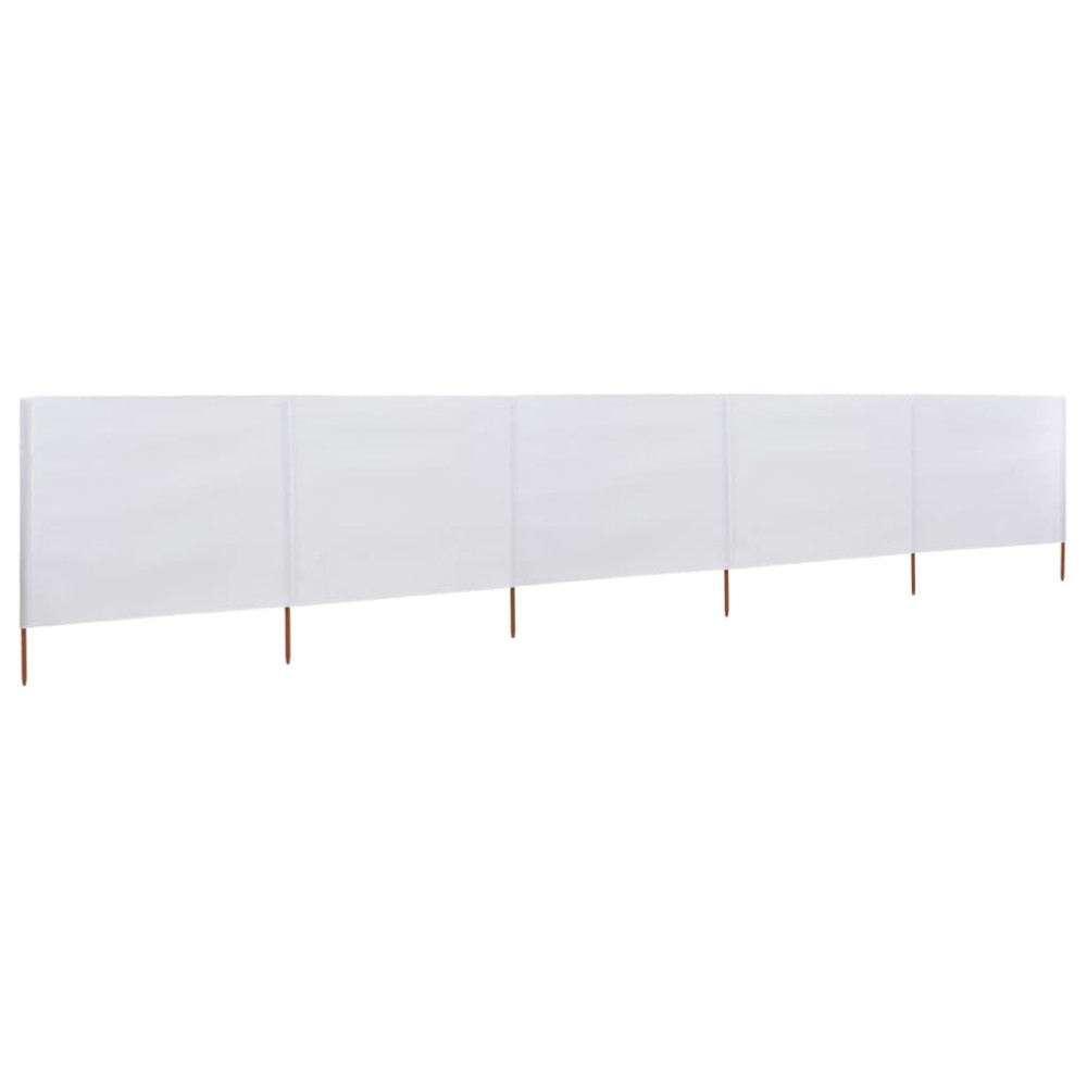 vidaXL Paravan anti-vânt cu 5 panouri alb nisipiu 600x120 cm textil