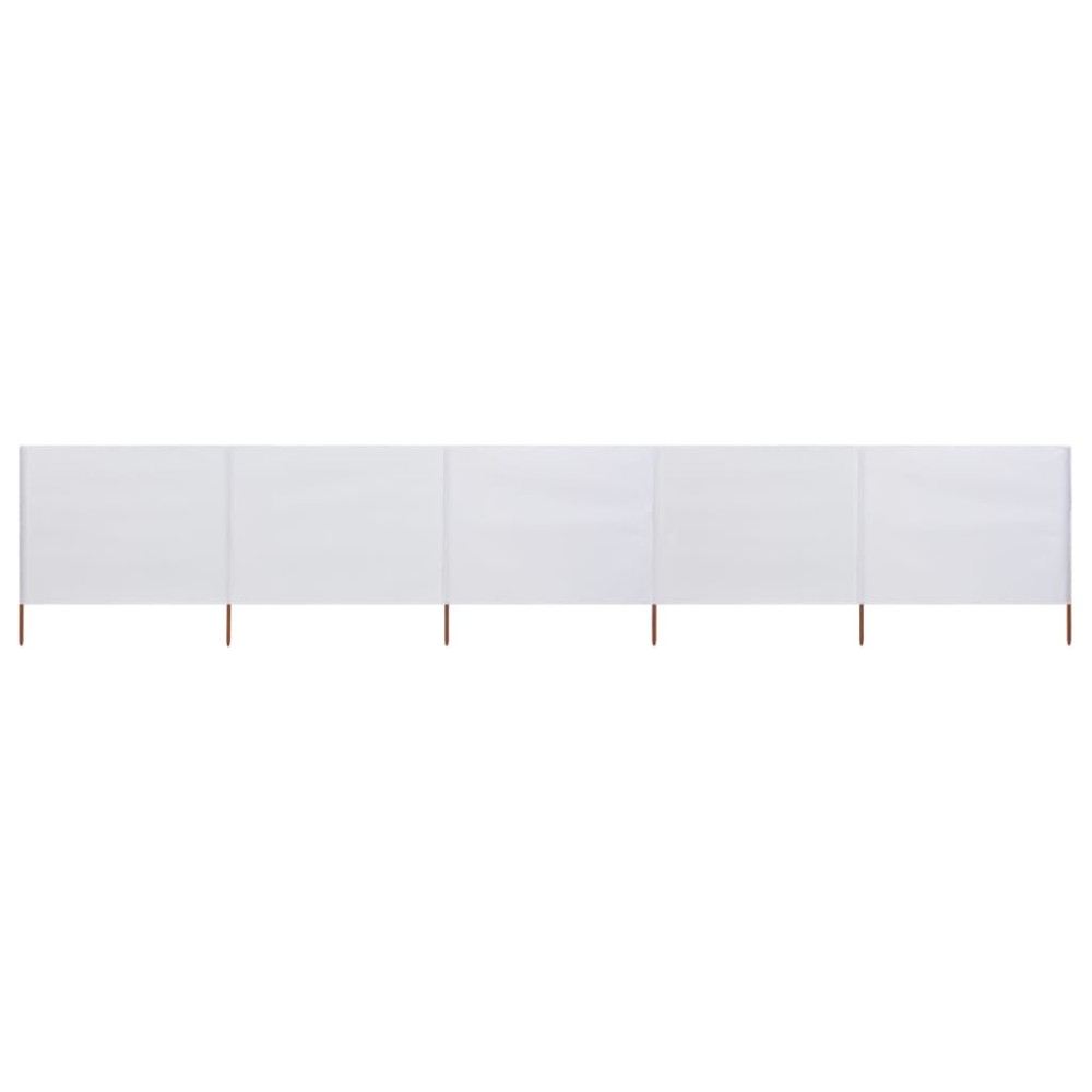 vidaXL Paravan anti-vânt cu 5 panouri alb nisipiu 600x120 cm textil