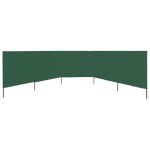 vidaXL Paravan anti-vânt cu 5 panouri, verde, 600 x 120 cm, textil